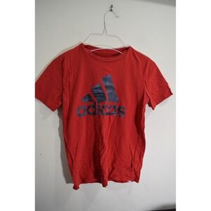 Adidas BOYS M 10 12 Gray Graphic Front Logo Red T-Shirt